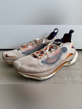 Nike Spark FlyKnit Running Sneakers with Total Orange & Navy Accents